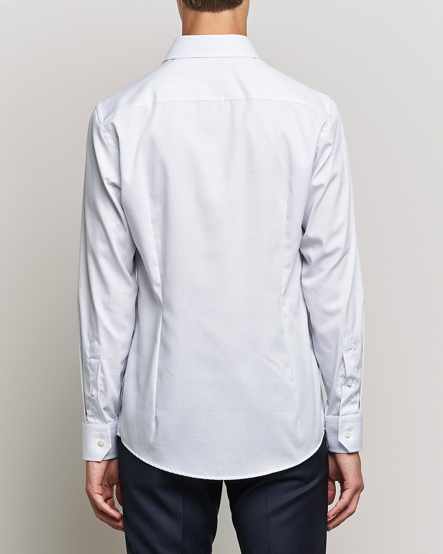 Heren | Overhemden | Eton | Hairline Striped Slim Twill Shirt Navy Blue