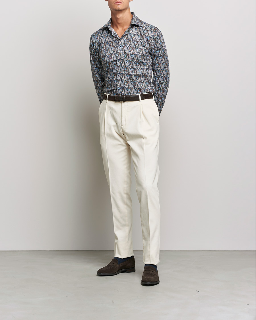 Heren | Overhemden | Eton | Paisley Signature Twill Slim Shirt Navy Blue