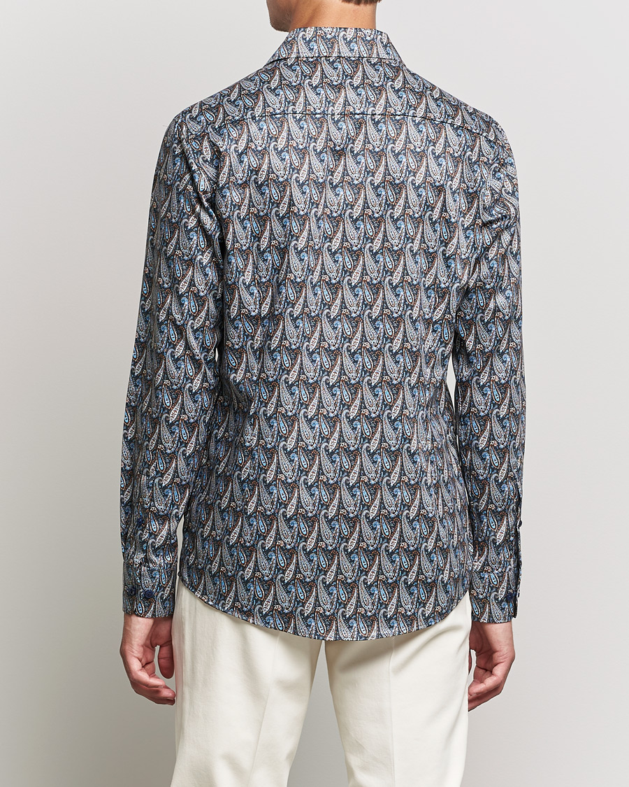 Heren | Overhemden | Eton | Paisley Signature Twill Slim Shirt Navy Blue