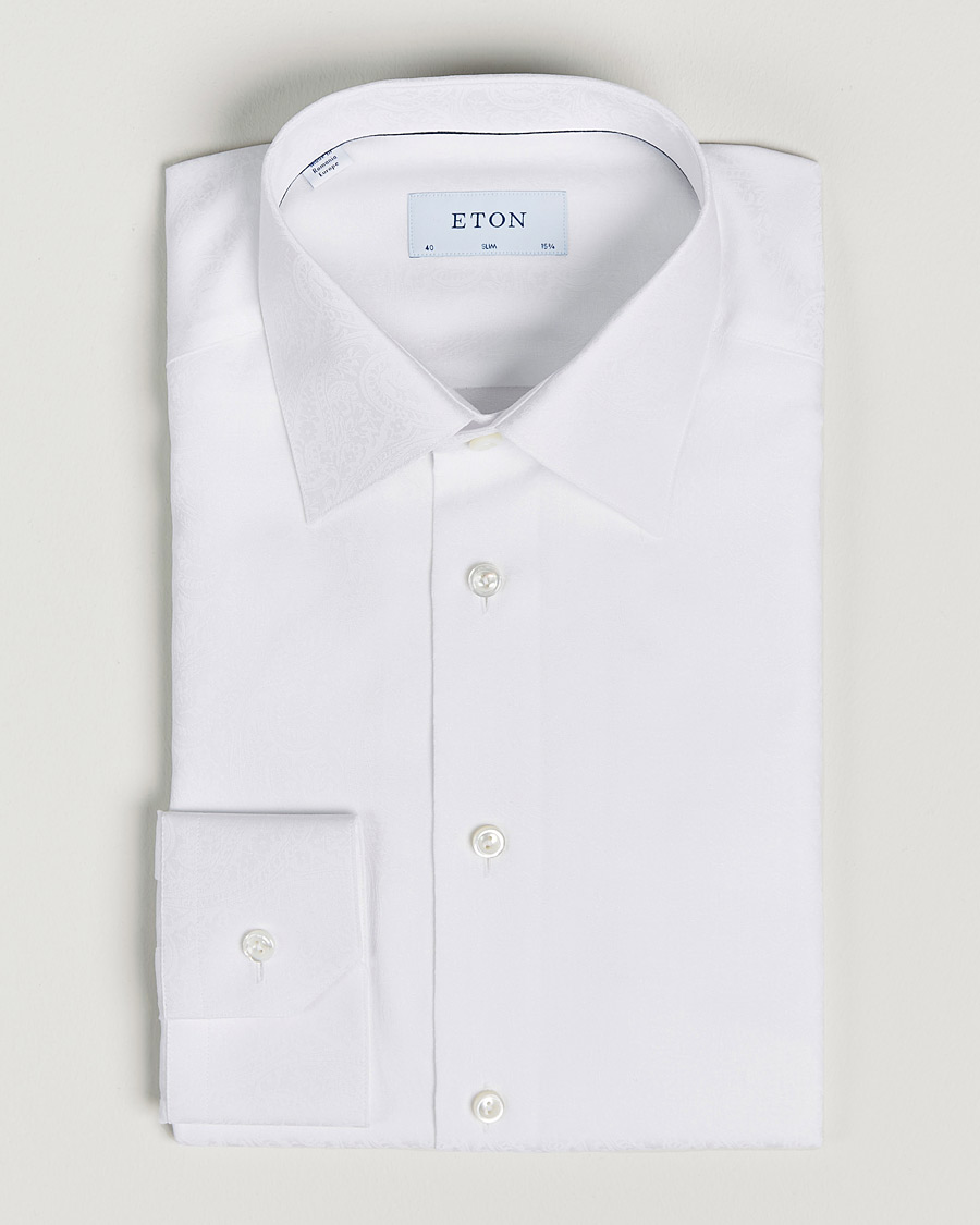 Heren | Overhemden | Eton | Jaquard Paisley Shirt White
