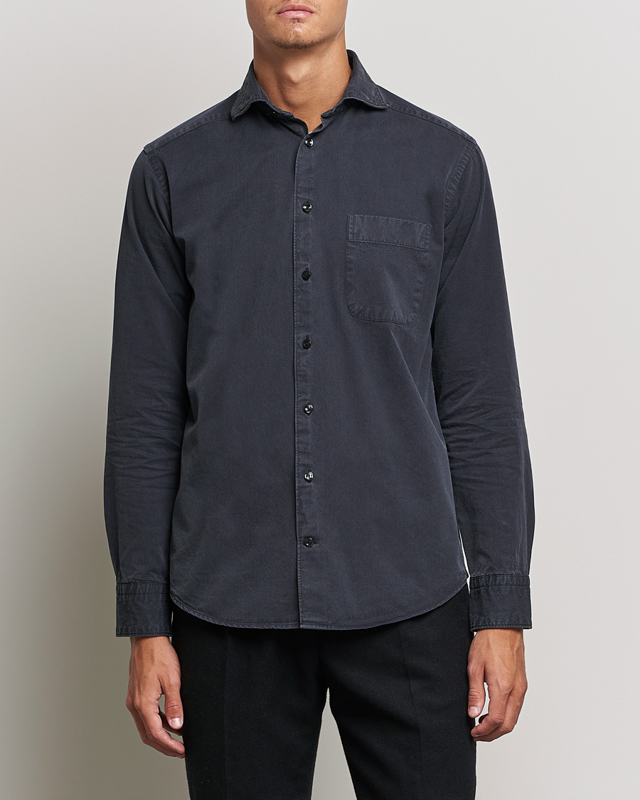 Heren | Overhemden | Eton | Recycled Cotton Denim Shirt Black