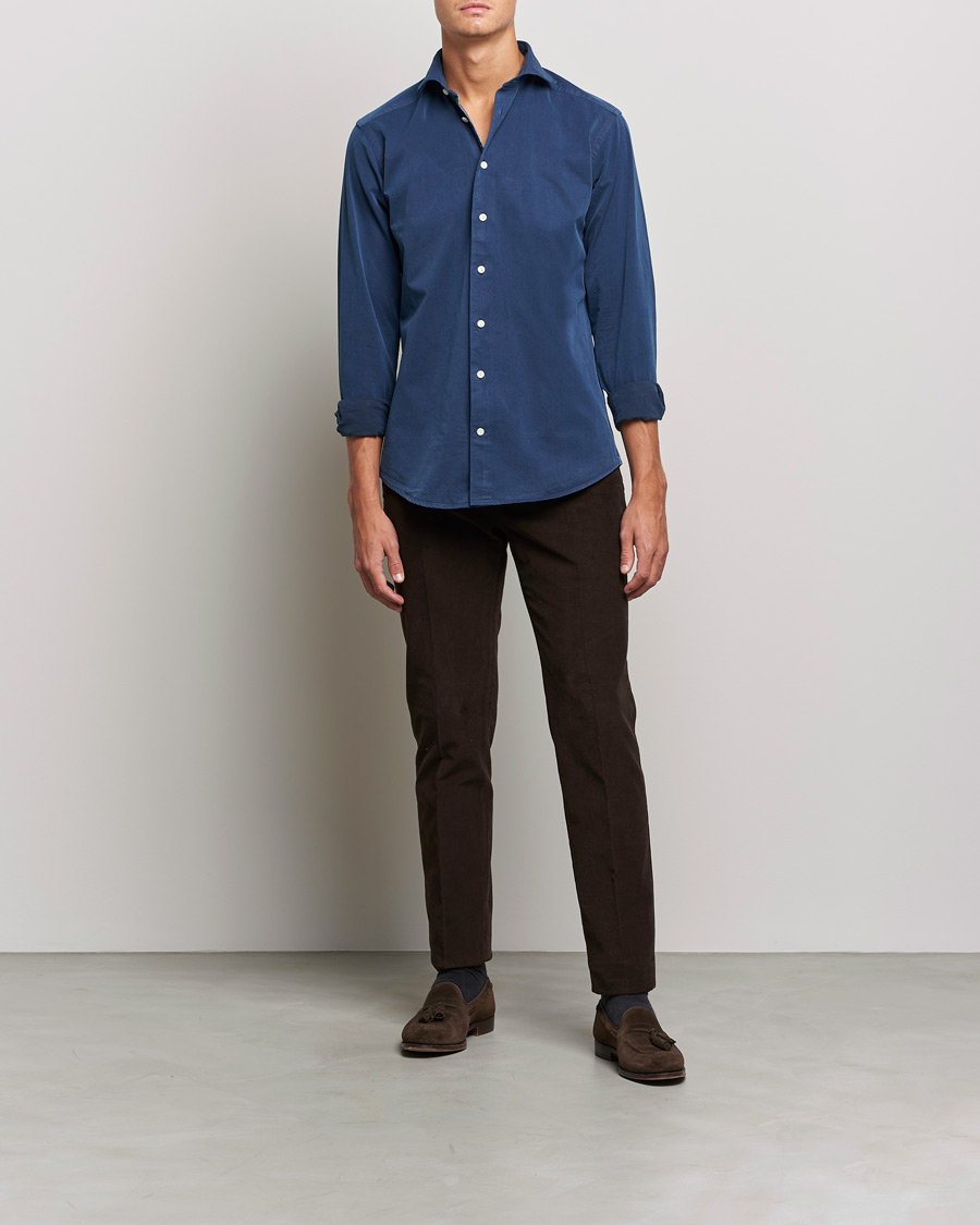 Heren | Overhemden | Eton | Recycled Cotton Denim Shirt Blue