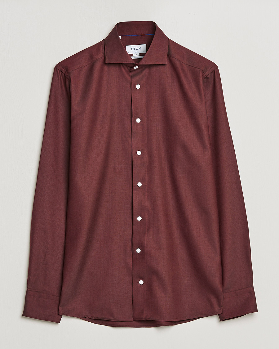 Heren | Overhemden | Eton | Merino Wool Shirt Mid Red