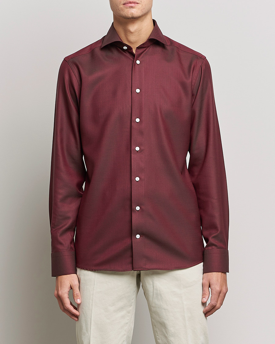 Heren | Overhemden | Eton | Merino Wool Shirt Mid Red