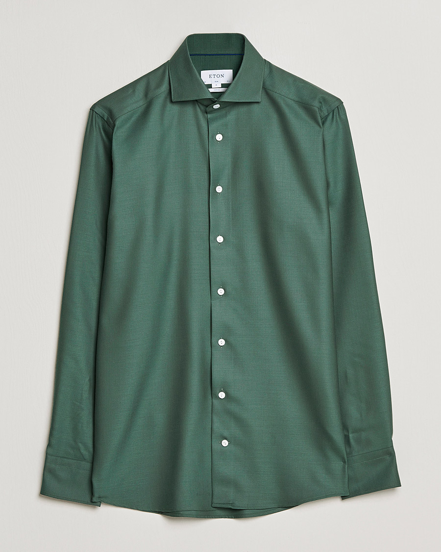 Heren | Overhemden | Eton | Merino Wool Shirt Olive