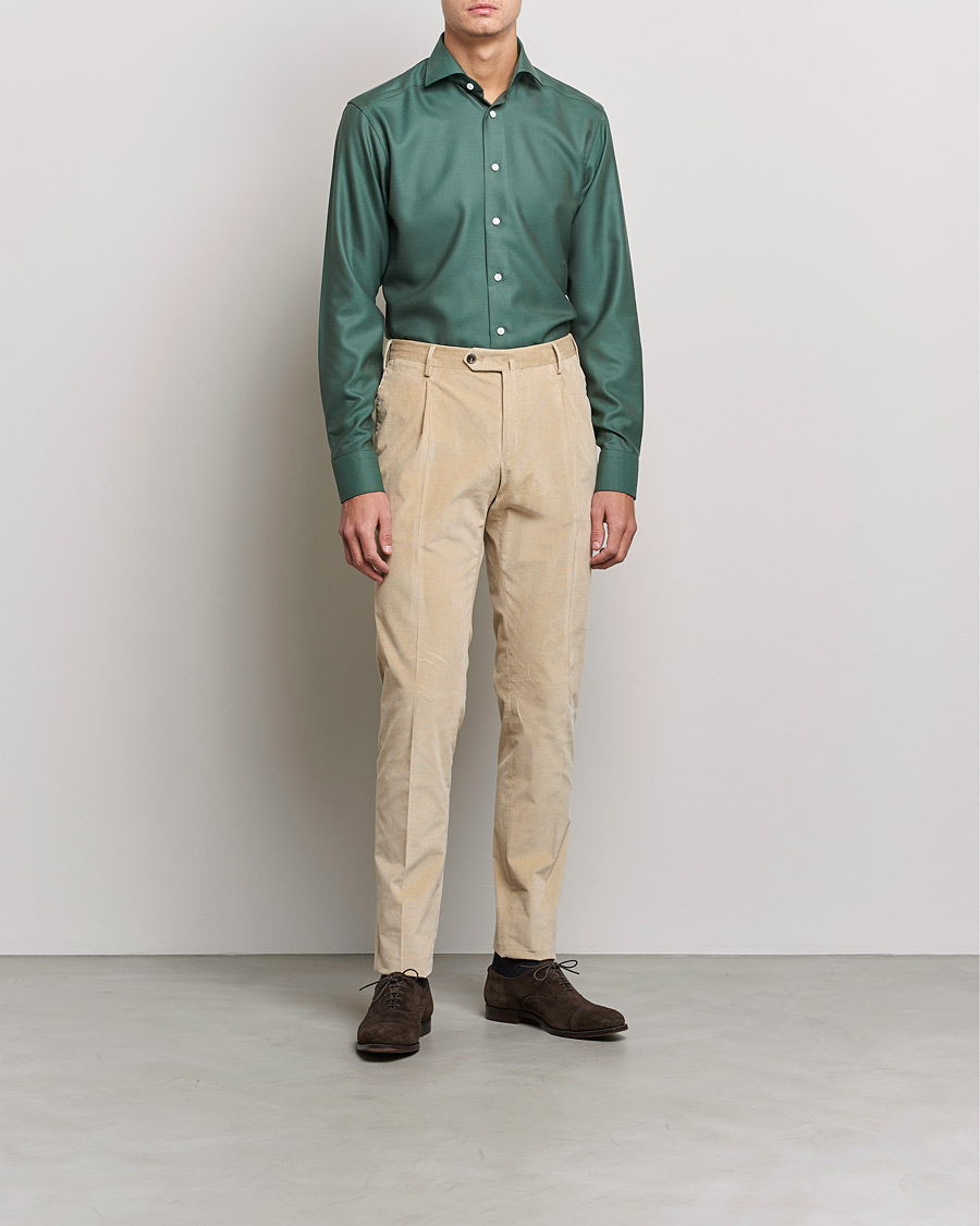 Heren | Overhemden | Eton | Merino Wool Shirt Olive