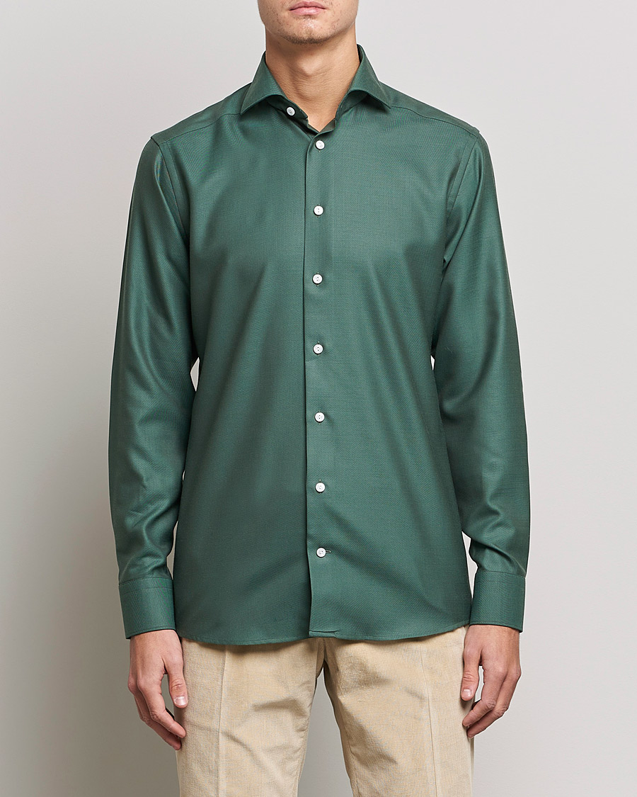 Heren | Overhemden | Eton | Merino Wool Shirt Olive