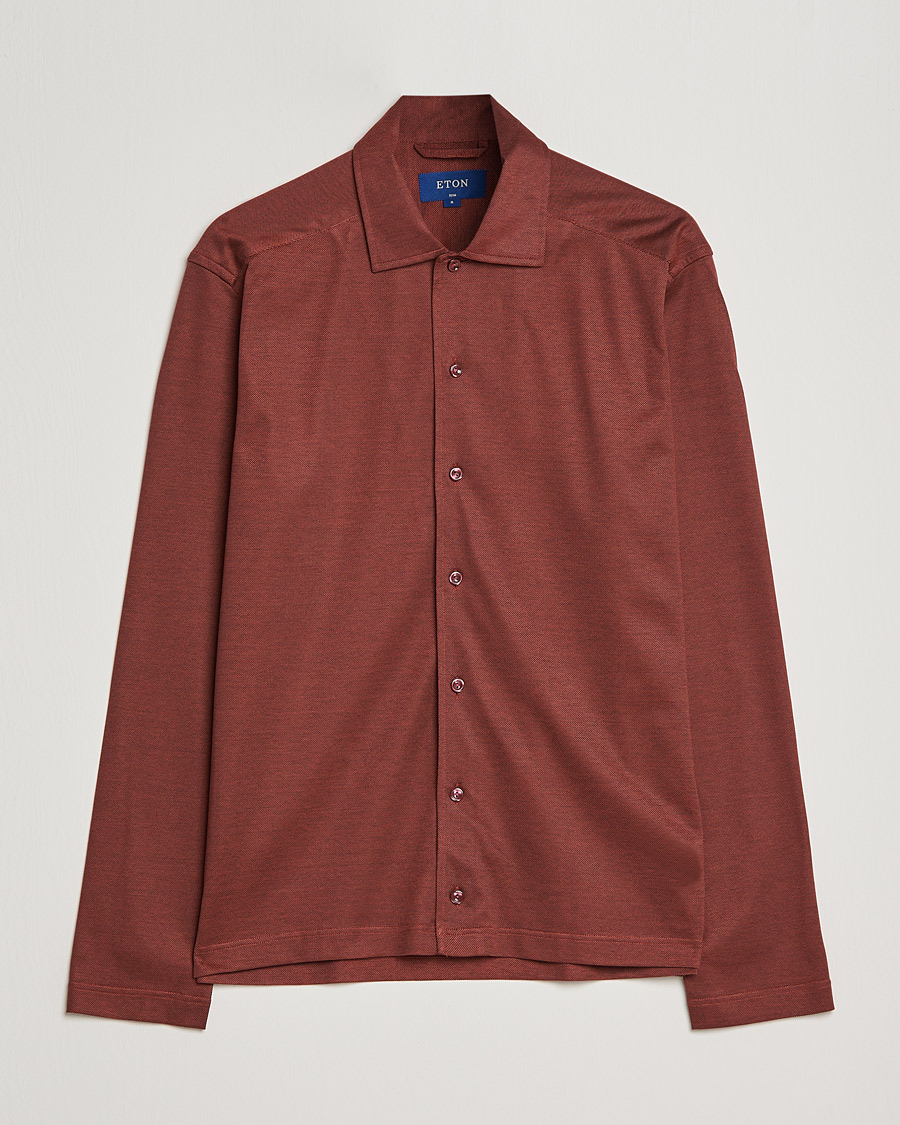 Heren | Polo's | Eton | Oxford Pique Shirt Mid Red