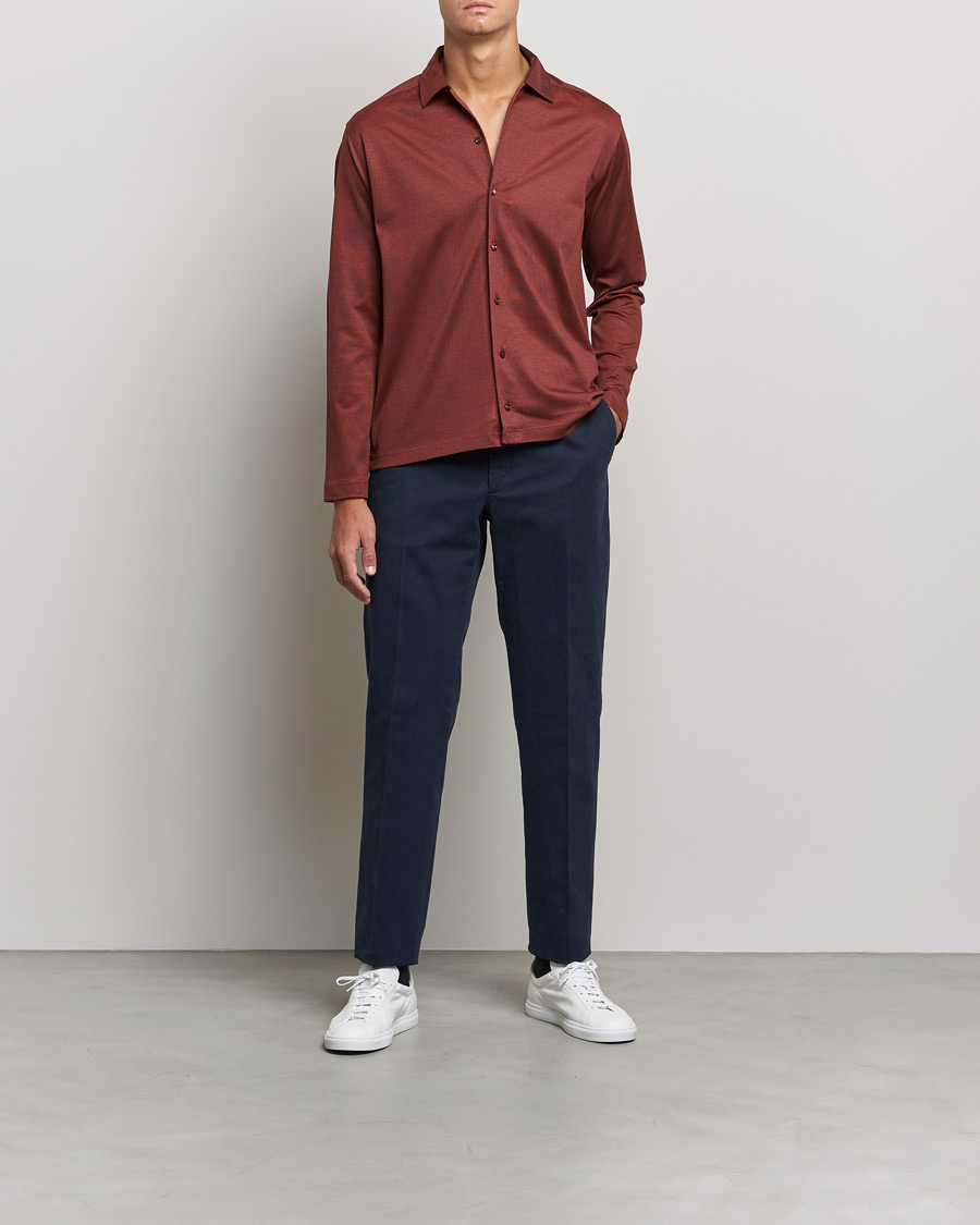 Heren | Truien | Eton | Oxford Pique Shirt Mid Red