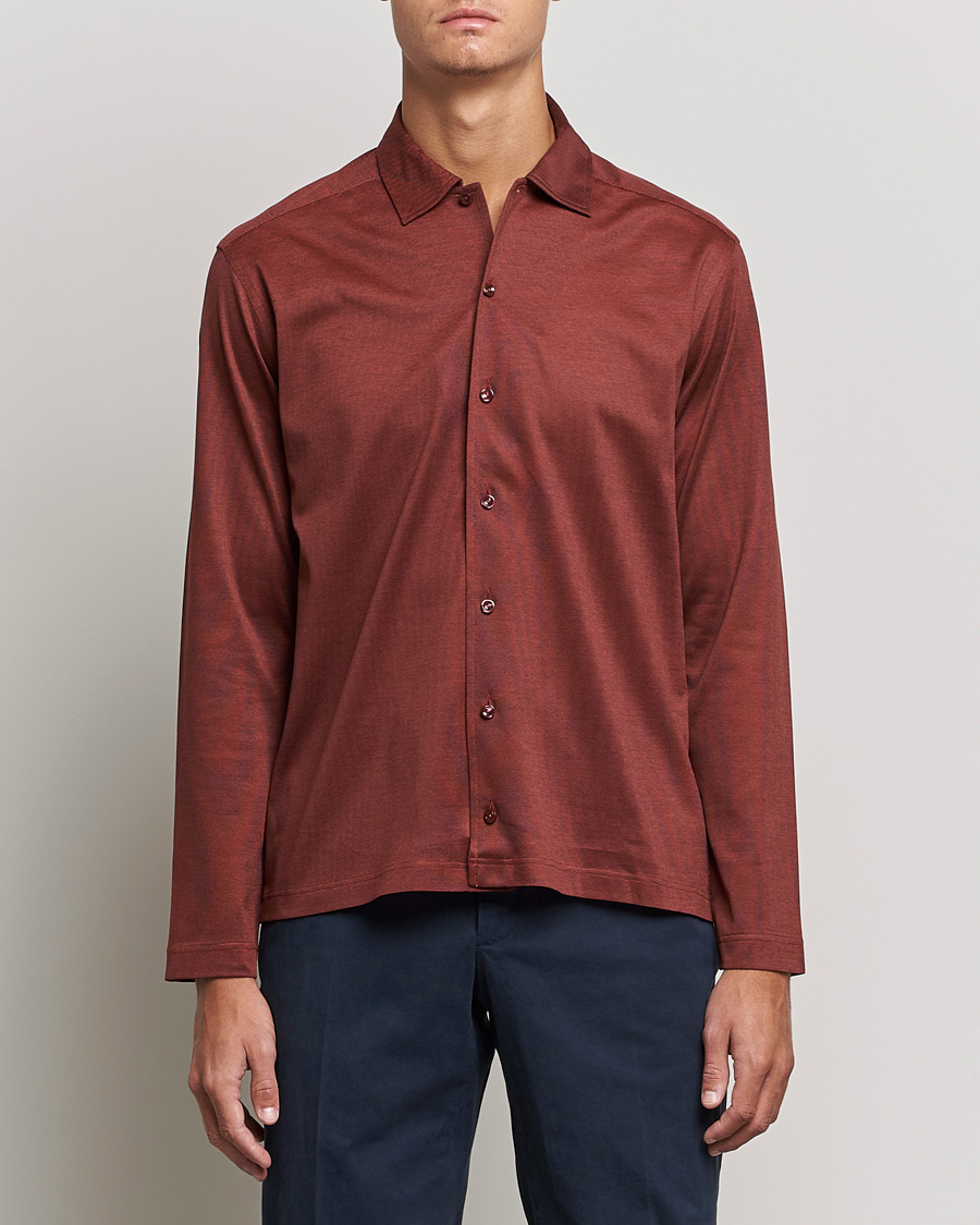 Heren | Polo's | Eton | Oxford Pique Shirt Mid Red