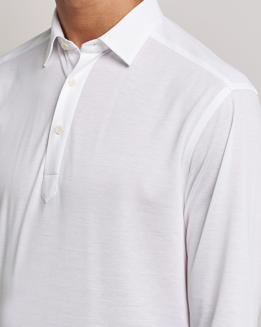 Heren | Truien | Eton | Slim Fit Cotton Piqué Popover Shirt White