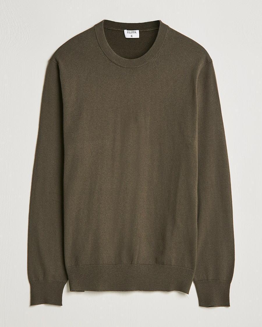 Heren | Truien | Filippa K | Cotton Merion Sweater Dark Forest Green