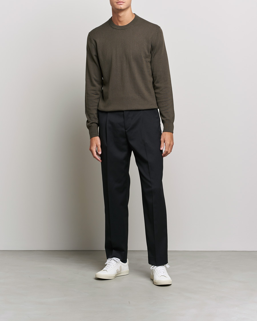 Heren | Truien | Filippa K | Cotton Merion Sweater Dark Forest Green
