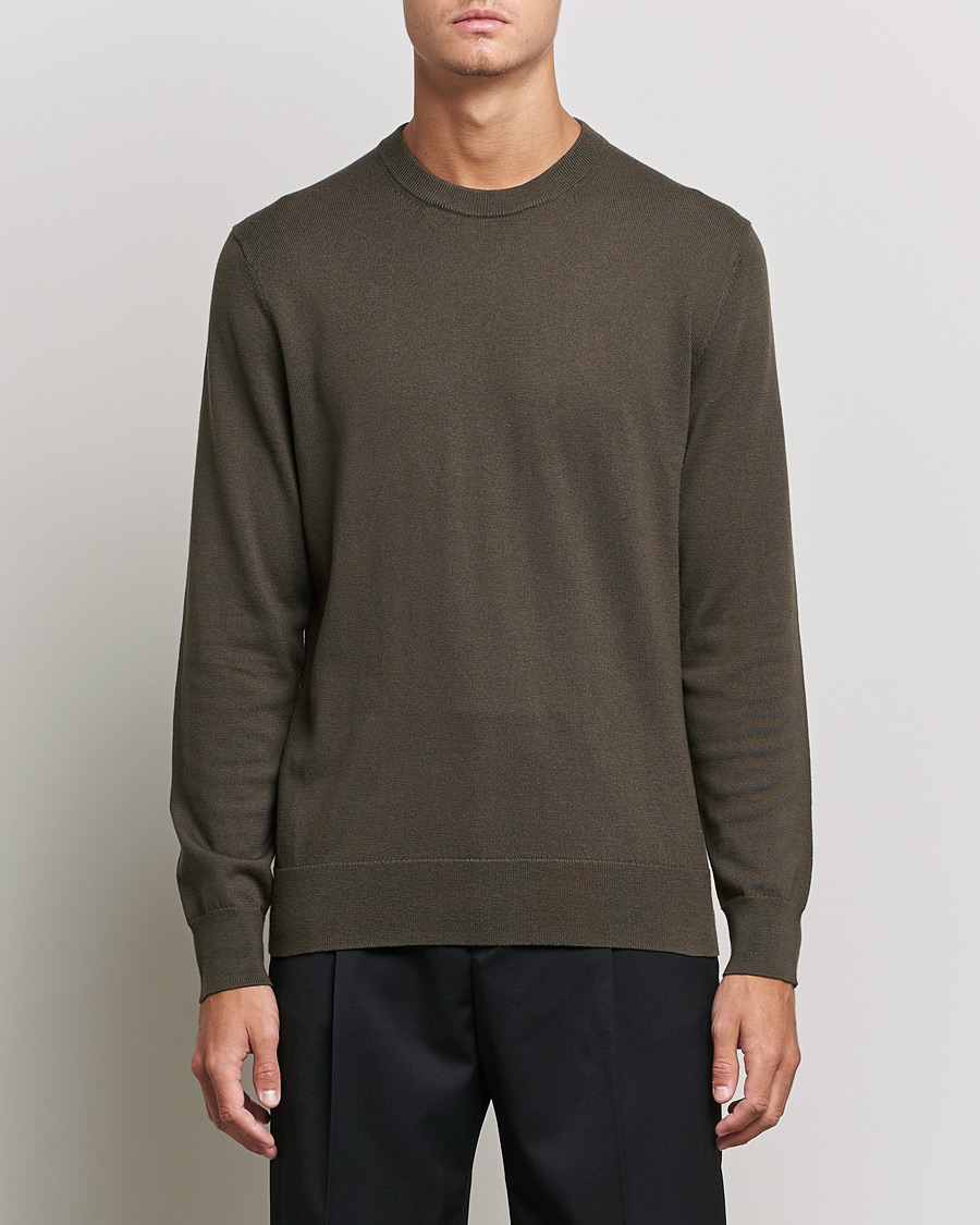 Heren | Truien | Filippa K | Cotton Merion Sweater Dark Forest Green