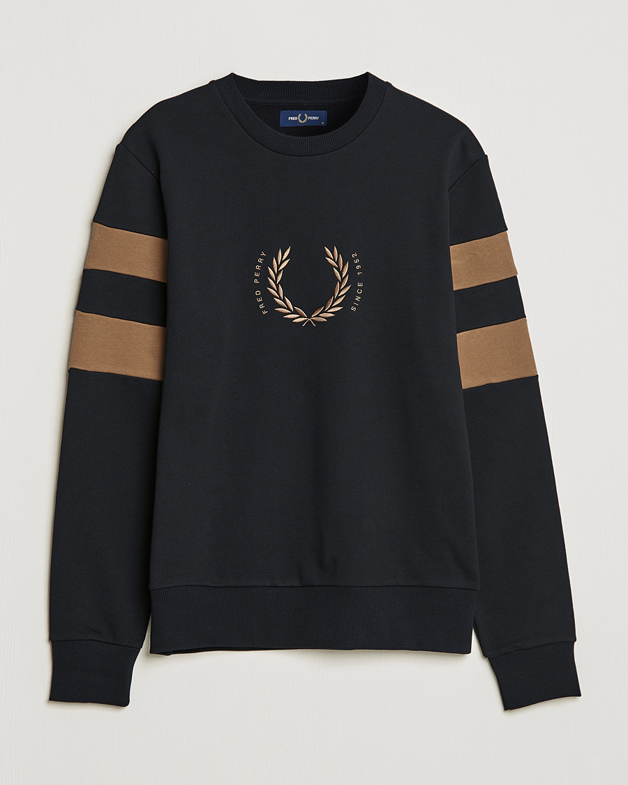 Heren | Truien | Fred Perry | Branded Tipped Sleeve Sweatshirt Black