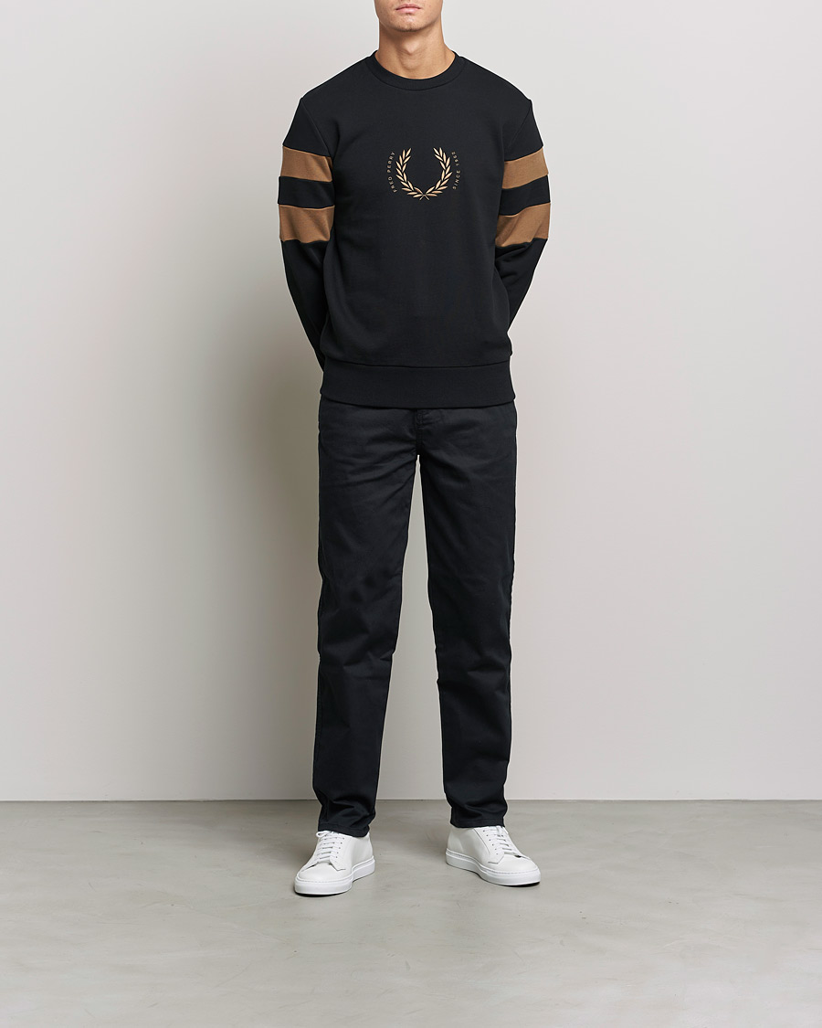 Heren | Truien | Fred Perry | Branded Tipped Sleeve Sweatshirt Black