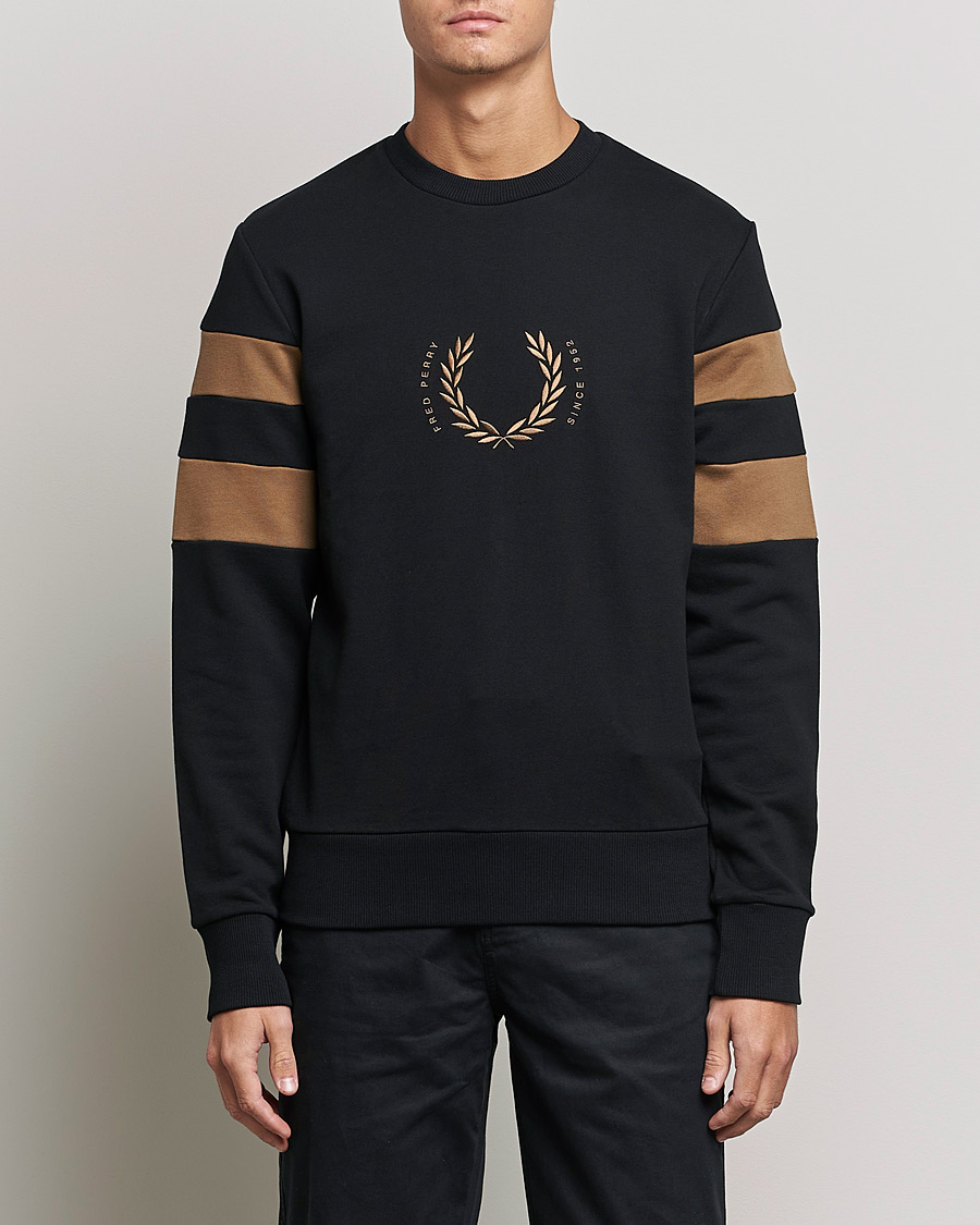 Heren | Truien | Fred Perry | Branded Tipped Sleeve Sweatshirt Black