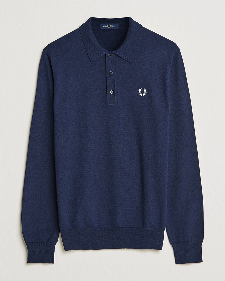 Heren | Truien | Fred Perry | Long Sleeve Knitted Shirt Navy