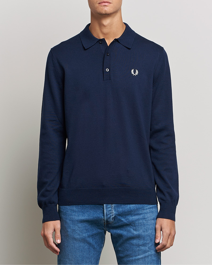 Heren | Truien | Fred Perry | Long Sleeve Knitted Shirt Navy