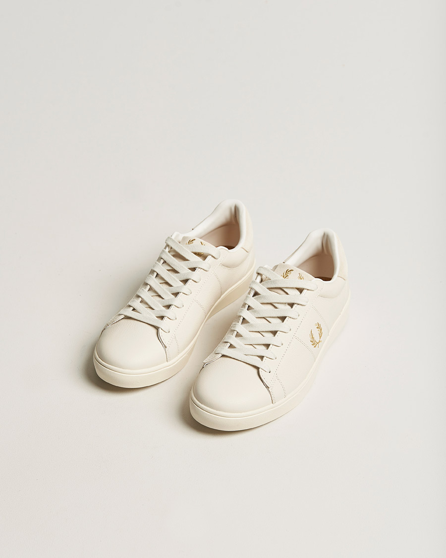 Heren | Fred Perry Spencer Tumbled Leather Sneaker Ecru | Fred Perry | Spencer Tumbled Leather Sneaker Ecru