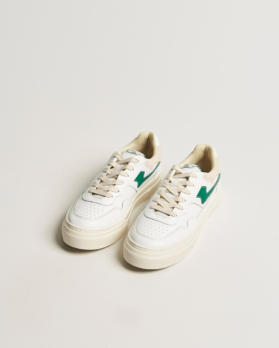 Heren | Stepney Workers Club Pearl S-Strike Leather Sneaker White Green | Stepney Workers Club | Pearl S-Strike Leather Sneaker White Green