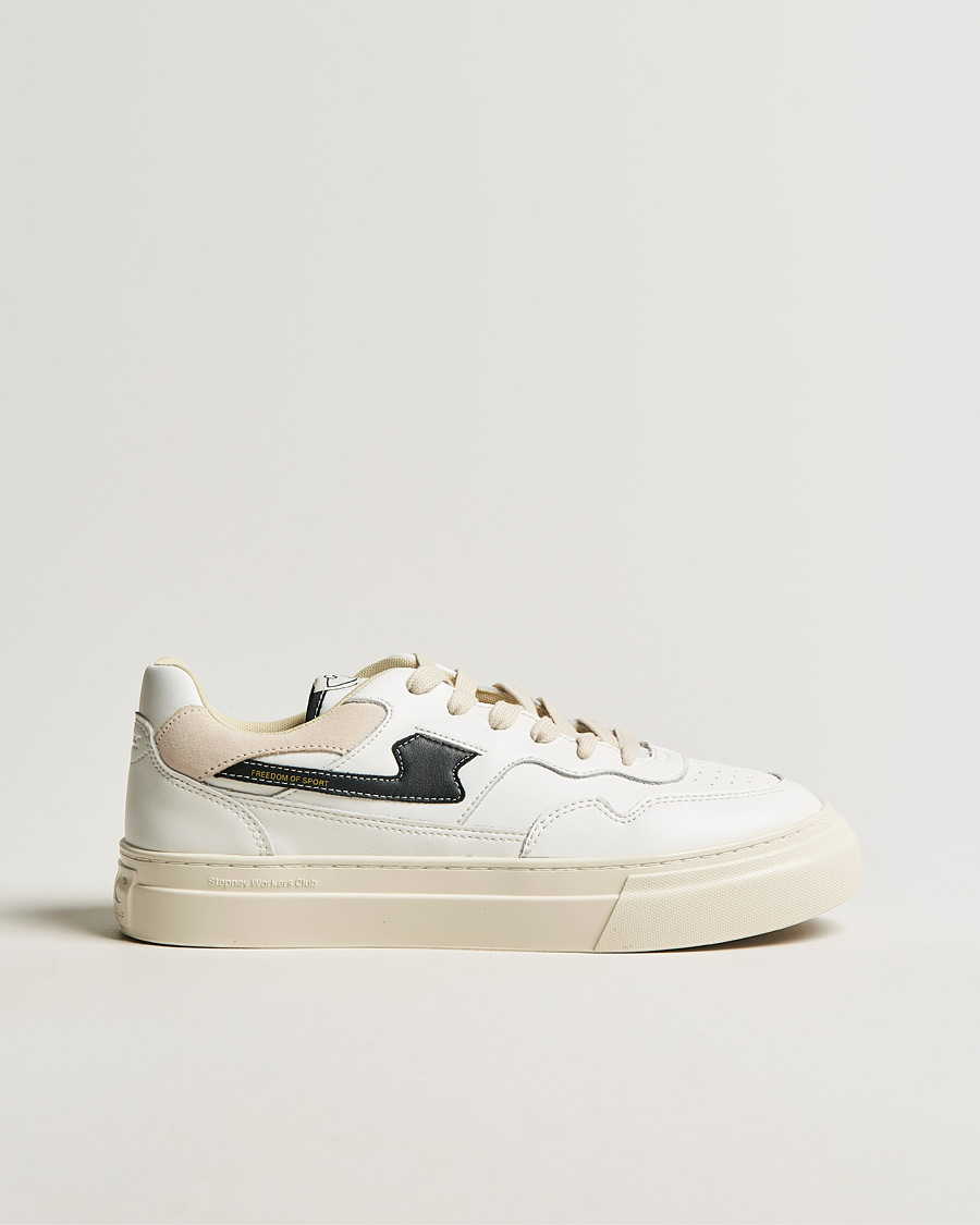 Heren | Stepney Workers Club Pearl S-Strike Leather Sneaker White Black | Stepney Workers Club | Pearl S-Strike Leather Sneaker White Black