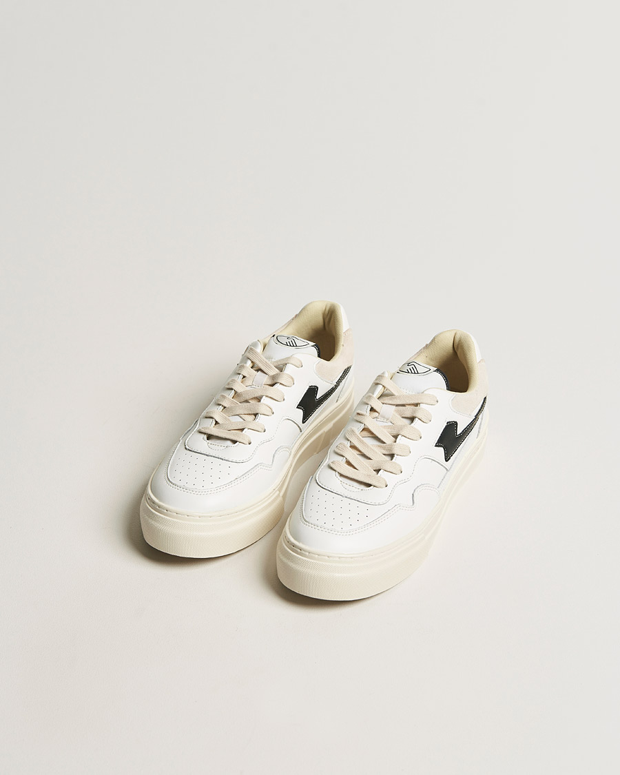 Heren | Stepney Workers Club Pearl S-Strike Leather Sneaker White Black | Stepney Workers Club | Pearl S-Strike Leather Sneaker White Black
