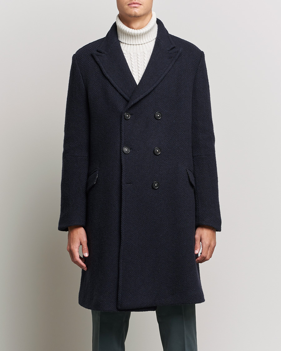 Heren | Jassen | Massimo Alba | Oversize Wool Herringbone Coat Dark Navy