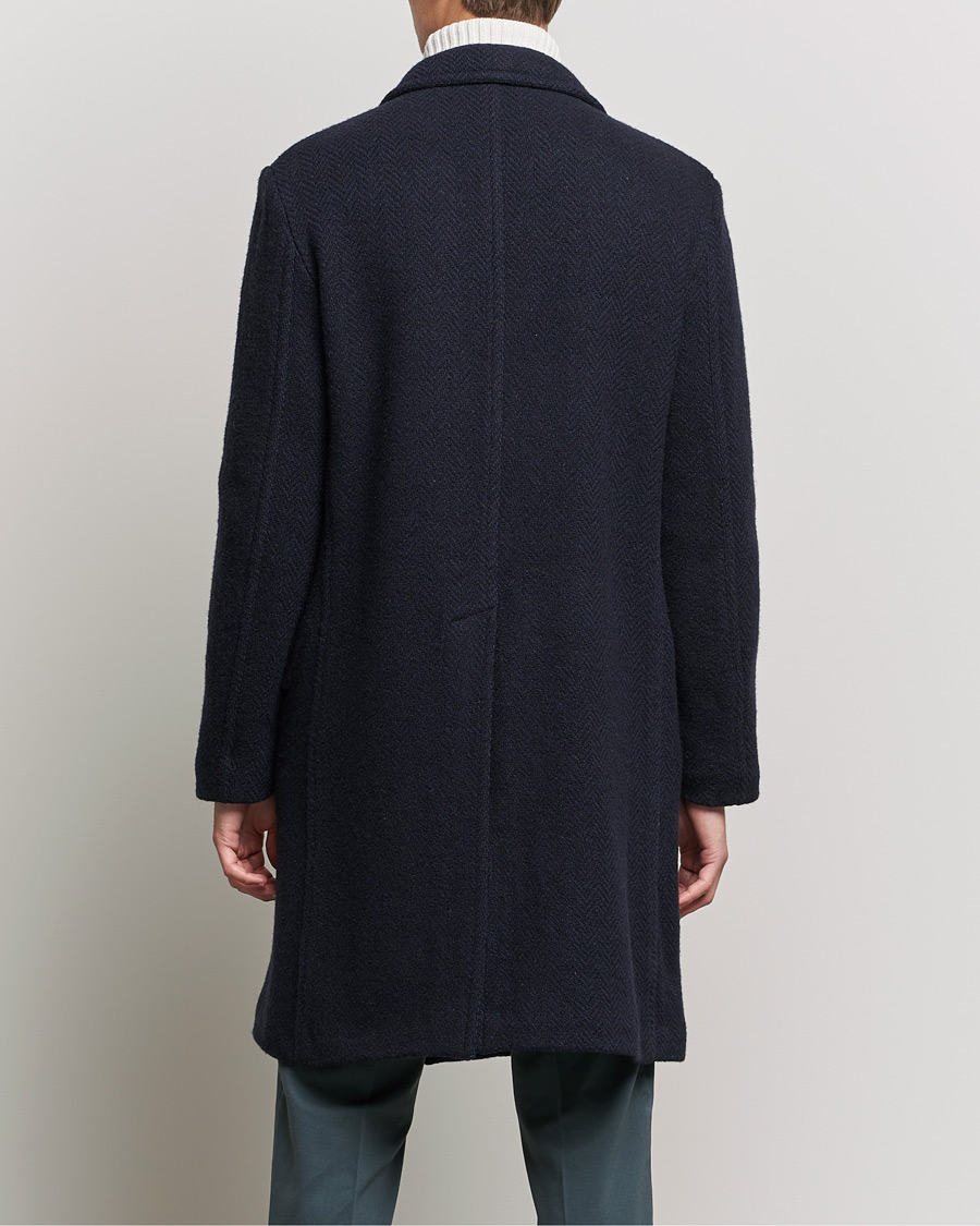Heren | Jassen | Massimo Alba | Oversize Wool Herringbone Coat Dark Navy