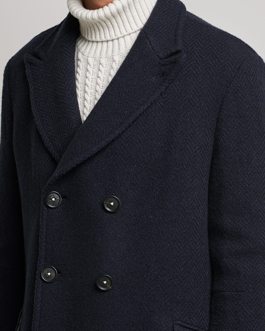 Heren | Jassen | Massimo Alba | Oversize Wool Herringbone Coat Dark Navy