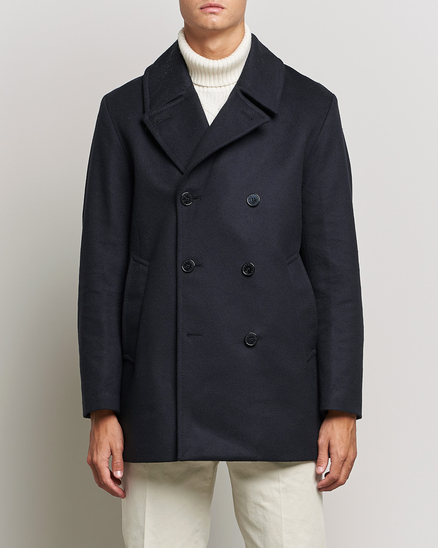 Heren | Jassen | Mackintosh | Dalton Wool/Cashmere Peacoat Navy