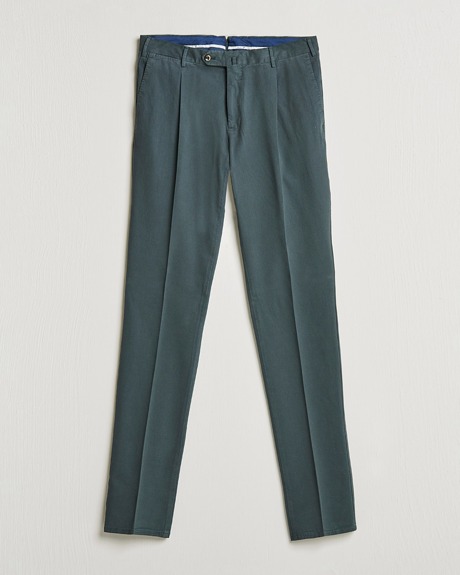 Heren | Broeken | PT01 | Slim Fit Pleated Cotton Stretch Chinos Dark Grey