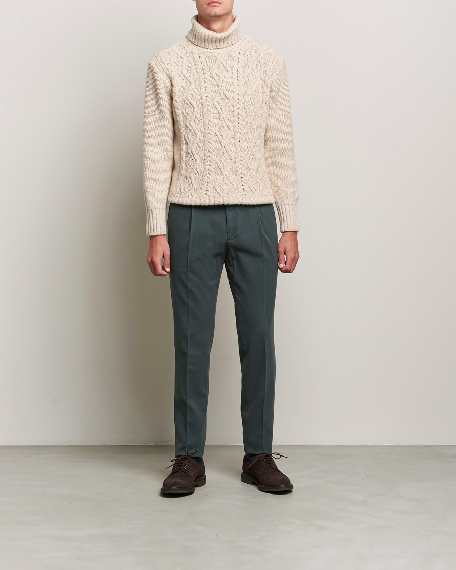 Heren | Broeken | PT01 | Slim Fit Pleated Cotton Stretch Chinos Dark Grey