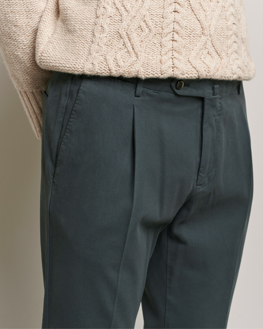 Heren | Broeken | PT01 | Slim Fit Pleated Cotton Stretch Chinos Dark Grey