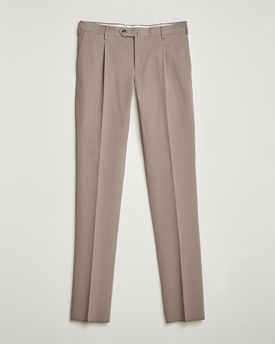 Heren | Broeken | PT01 | Slim Fit Pleated Cotton/Cashmere Chinos Beige