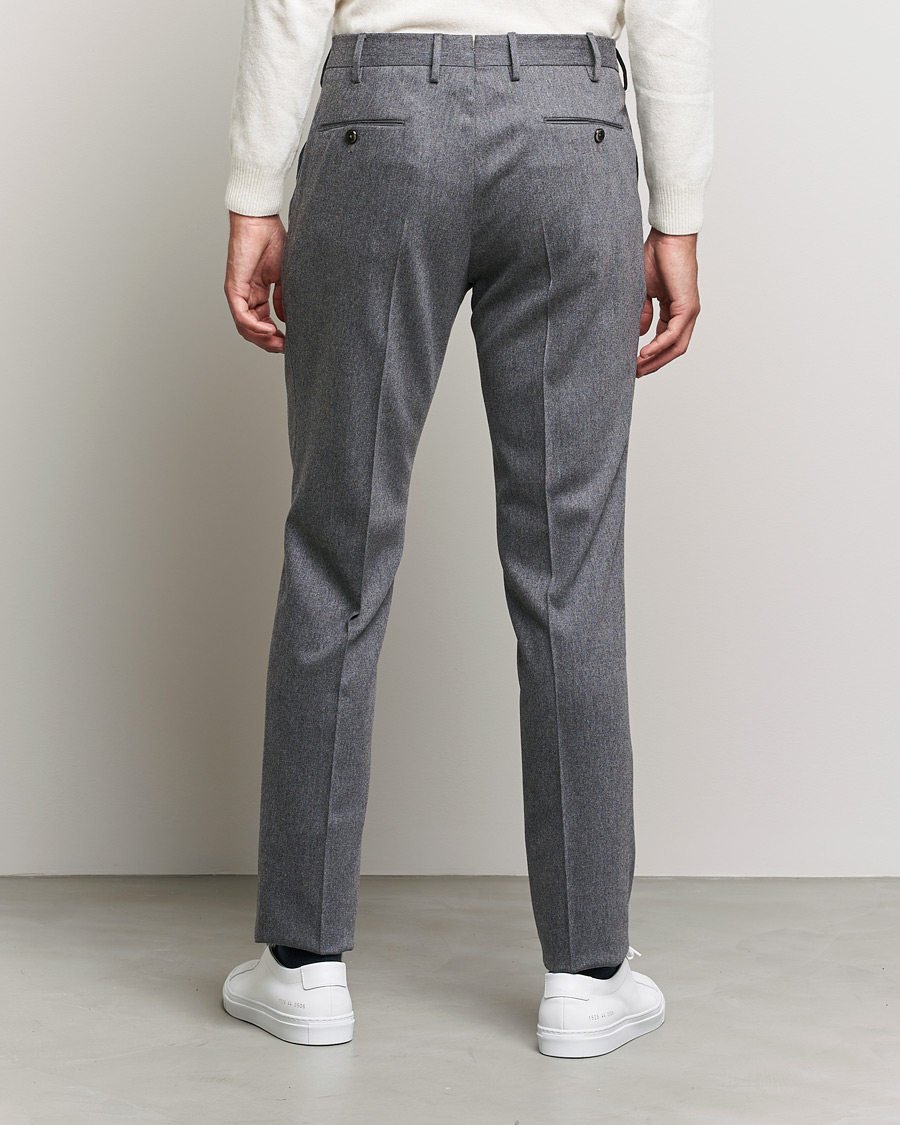 Heren | Broeken | PT01 | Slim Fit Pleated Flannel Trousers Light Grey