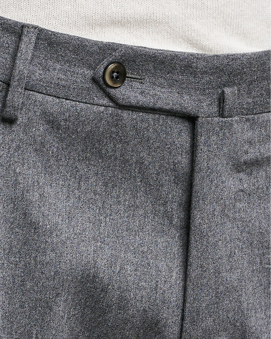 Heren | Broeken | PT01 | Slim Fit Pleated Flannel Trousers Light Grey