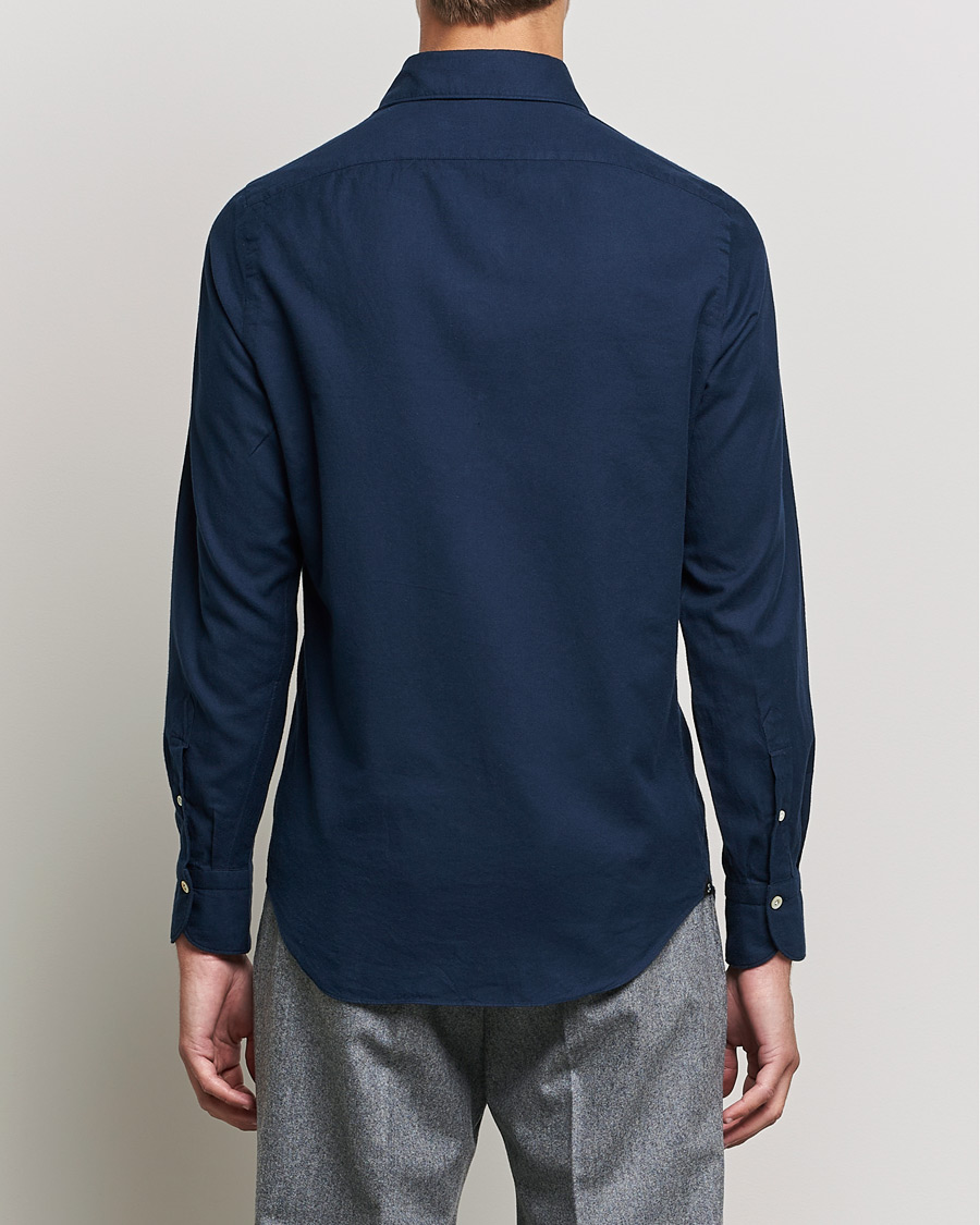 Heren | Overhemden | Finamore Napoli | Tokyo Slim Flannel Shirt Navy