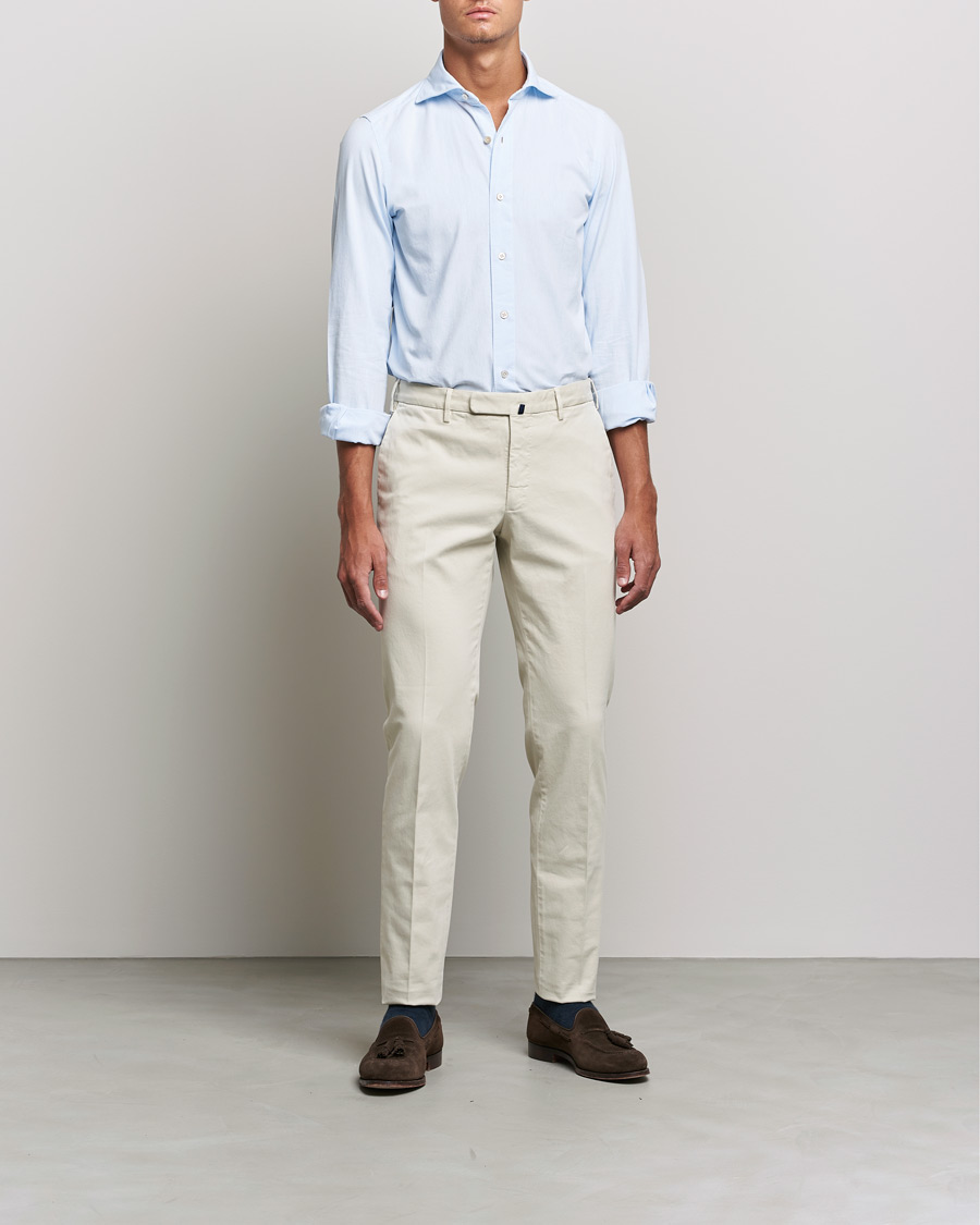 Heren | Overhemden | Finamore Napoli | Tokyo Slim Original Chambray Shirt Light Blue