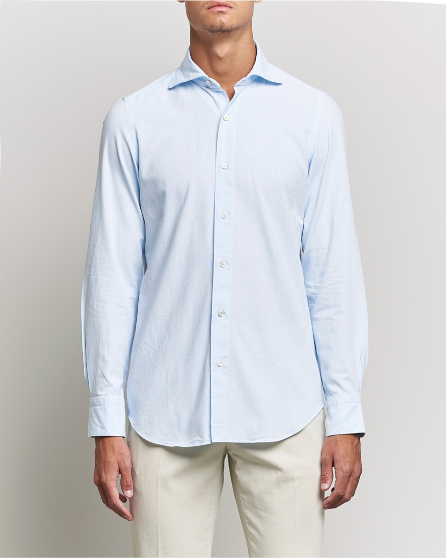 Heren | Overhemden | Finamore Napoli | Tokyo Slim Original Chambray Shirt Light Blue