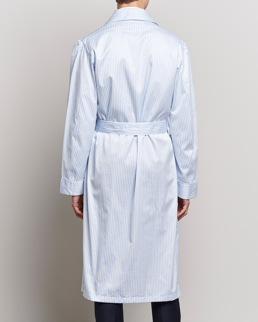 Heren | Pyjama's en gewaden | Finamore Napoli | Levante Popeline Robe Light Blue Stripe