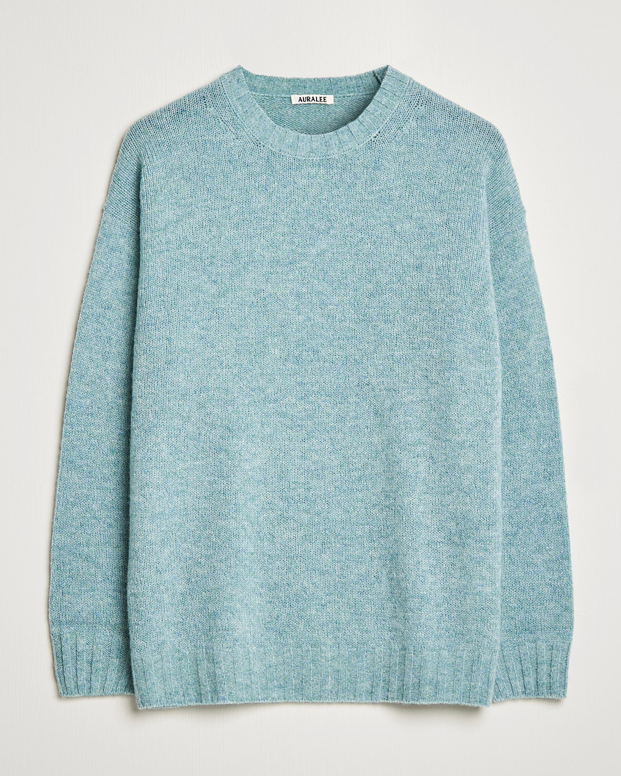 Heren | Truien | Auralee | Wool/Cashmere Crewneck Knit Top Blue Green