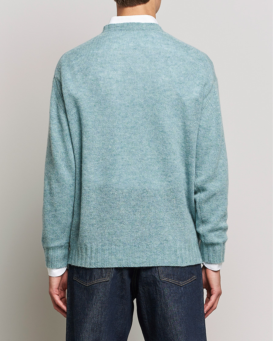 Heren | Truien | Auralee | Wool/Cashmere Crewneck Knit Top Blue Green