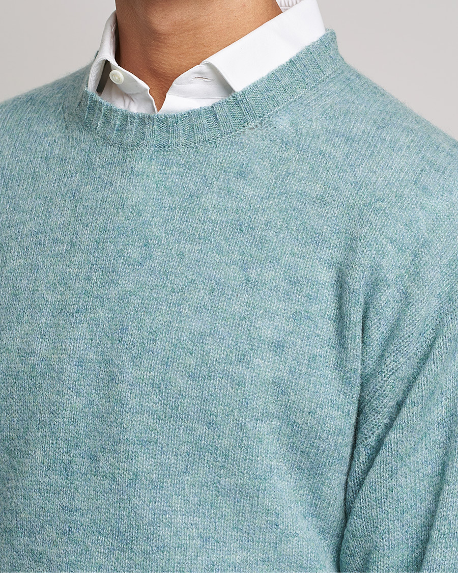 Heren | Truien | Auralee | Wool/Cashmere Crewneck Knit Top Blue Green