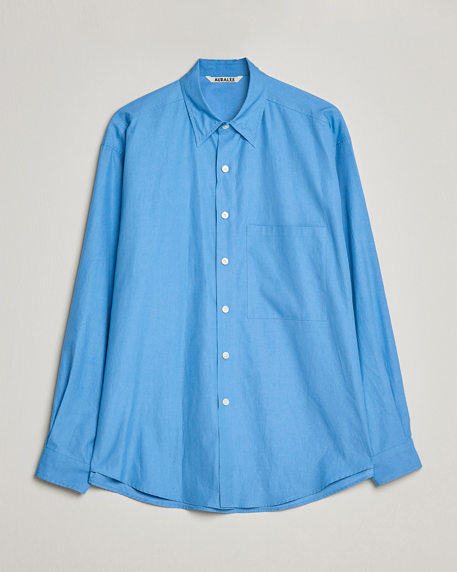 Heren | Overhemden | Auralee | Finx Twill Shirt Clear Blue