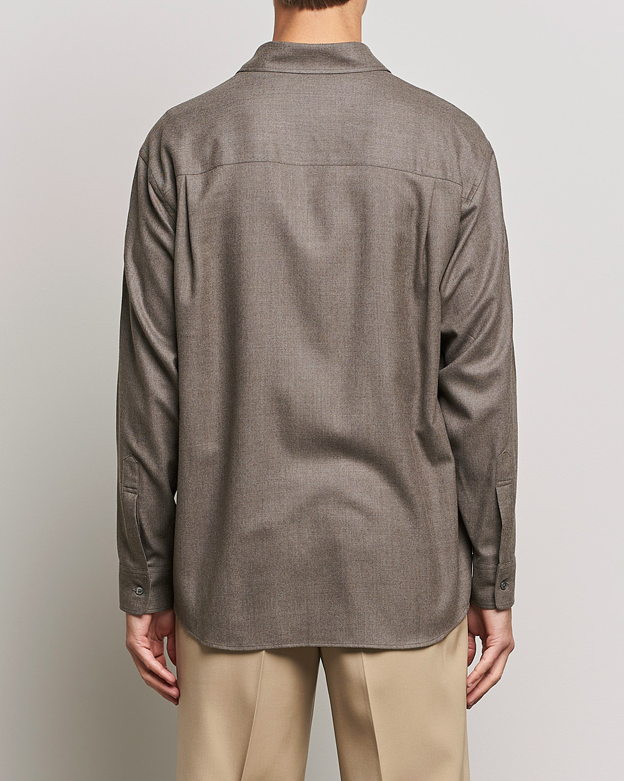 Heren | Overhemden | Auralee | Super Light Wool Shirt Dark Brown