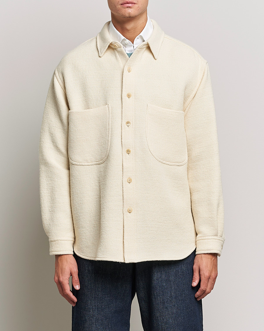 Heren | Overhemden | Auralee | Double Pocket Wool Overshirt Ivory