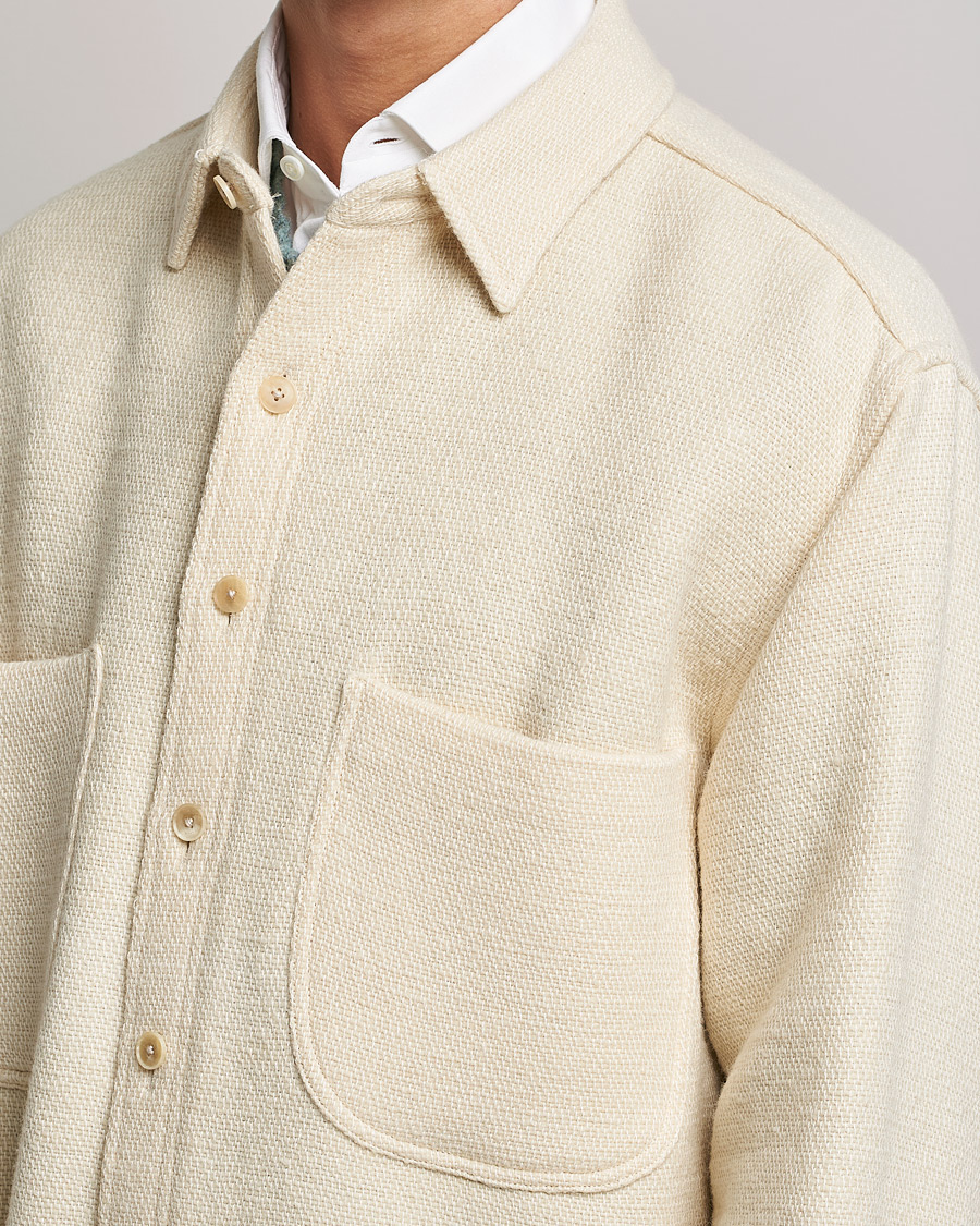Heren | Overhemden | Auralee | Double Pocket Wool Overshirt Ivory