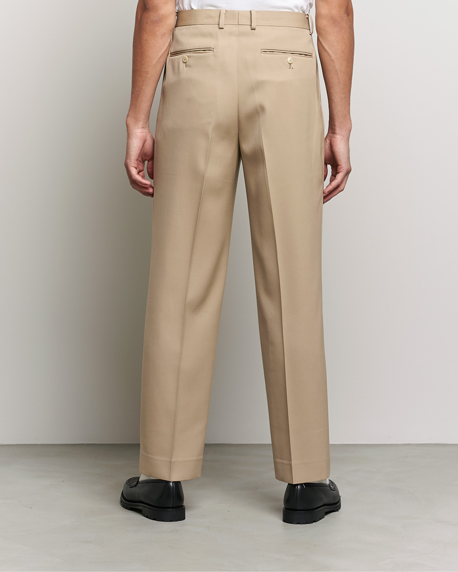 Heren | Broeken | Auralee | Wool Two Tuck Slacks Beige