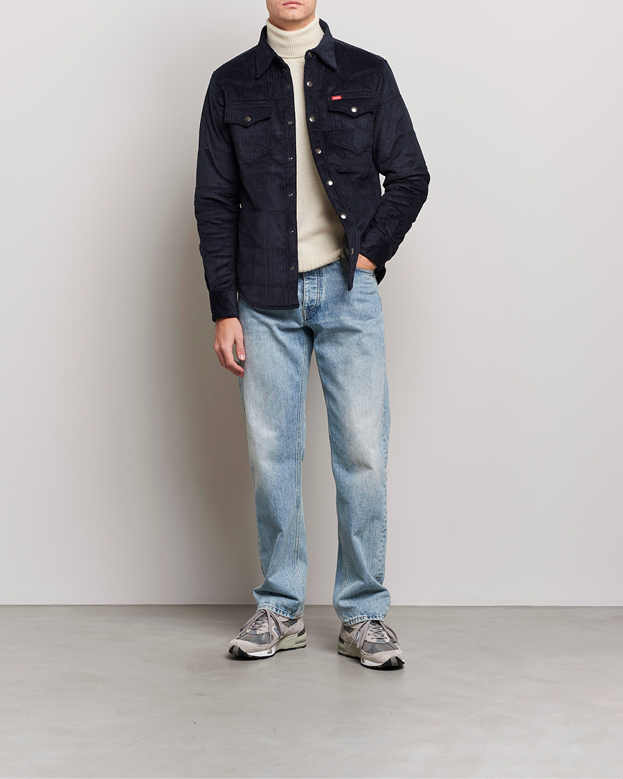 Heren | Overhemden | Holubar | Montana Padded Cord Overshirt Dark Blue